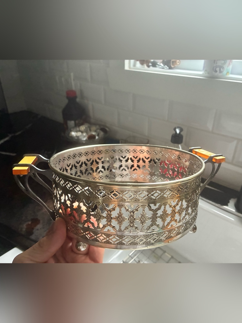 Vintage Art Deco Silver Plated Casserole Dish Holder
